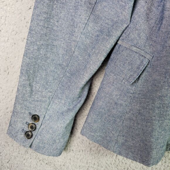 Gap Blue Chambray Preppy Blazer 12 Classic Notch Lapel Single Breasted Lined - Picture 4 of 16